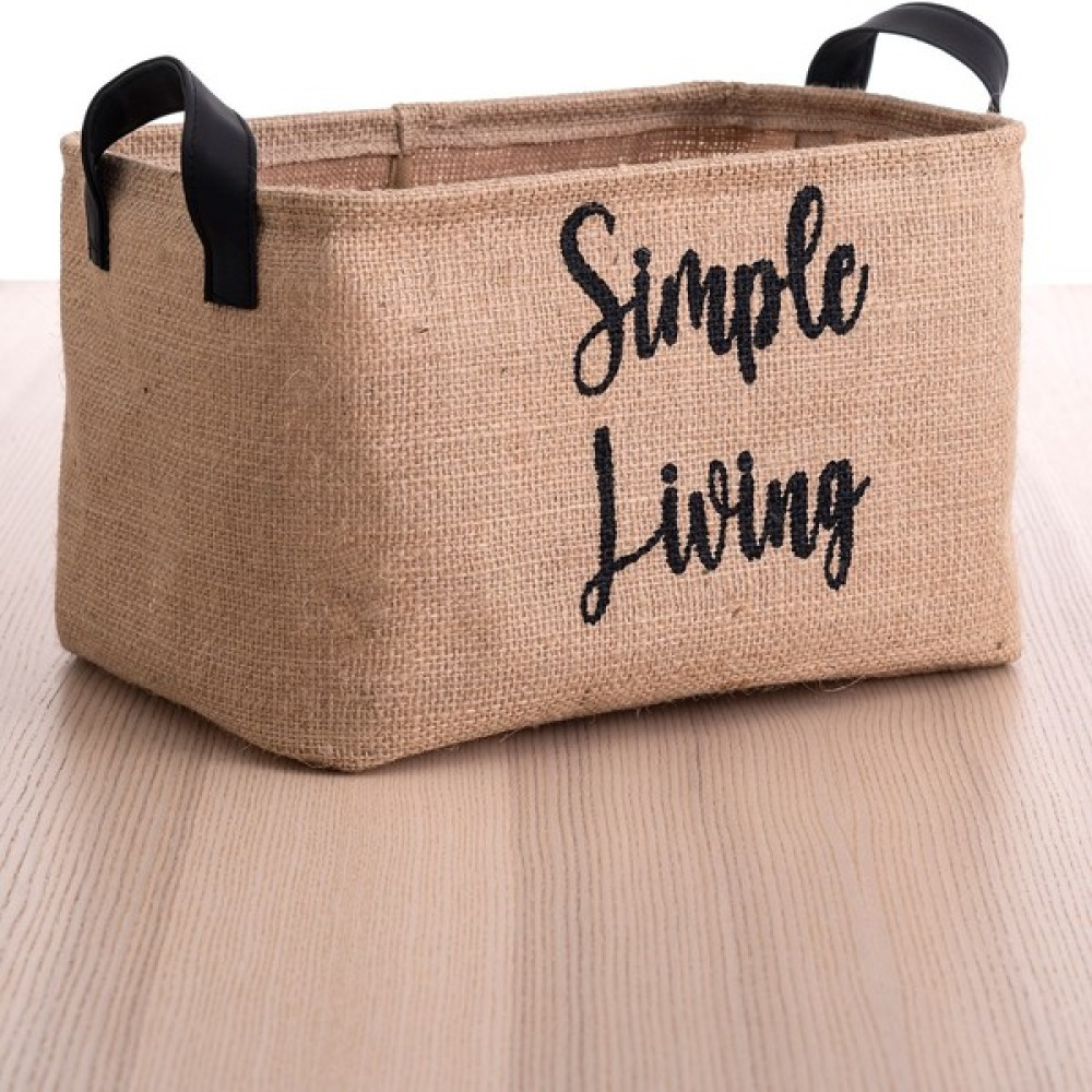 Prendi Home Jüt Kumaş Simple Living Baskılı Dikdörtgen Sepet 18X22X30 - Bej Sepet Fiyatı