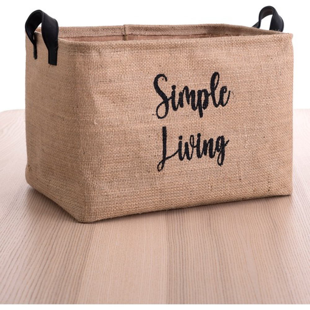Prendi Home Jüt Kumaş Simple Living Baskılı Dikdörtgen Sepet 27X37X25 - Bej Sepet Fiyatı