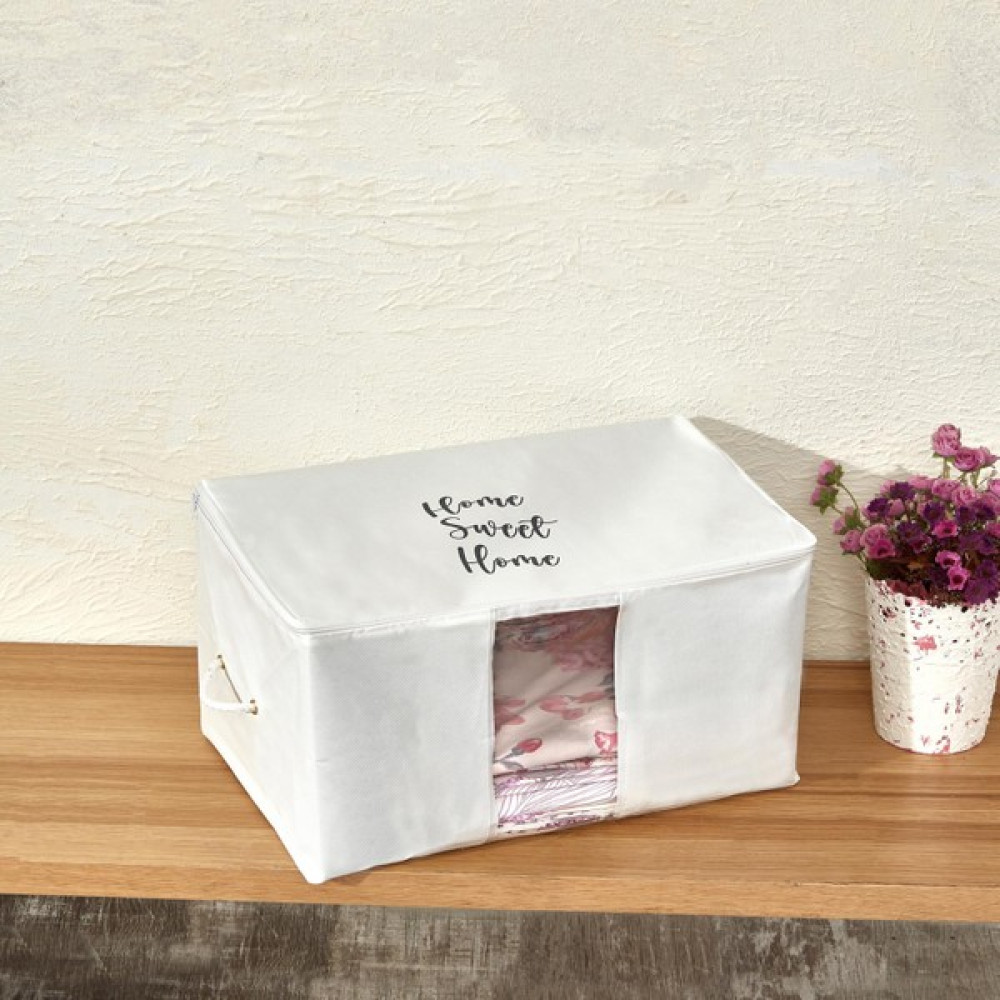 Prendi Home Orta Boy Beyaz Pvc Detaylı Home Sweet Home Baskılı Hurç 52X28X31 Hurç Fiyatı