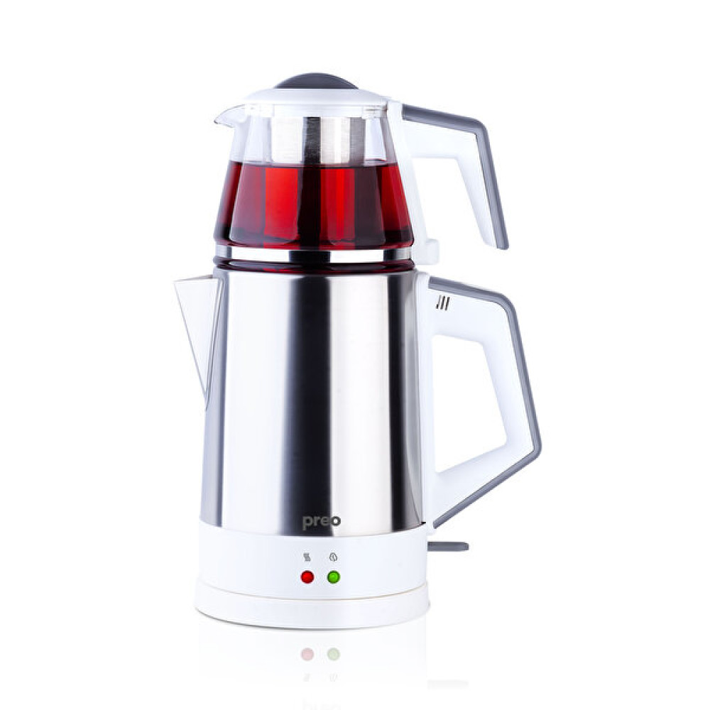 Preo Ptm06 1,8 Lt 1800w Cam Demlikli Çelik Inox Beyaz Çay Makinesi Çay Makineleri Fiyatı