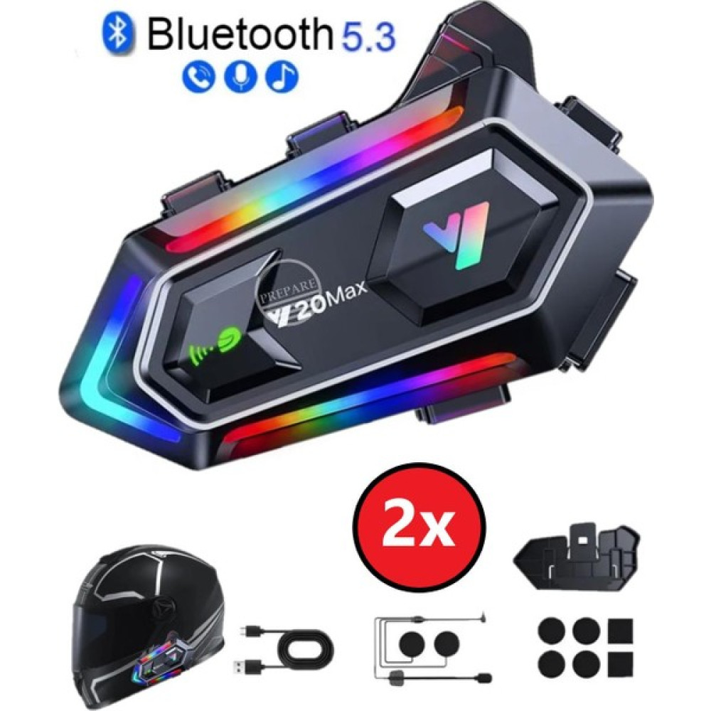 Prepare 300 Mt Intercom 2 Eşleşmeli Kask Kulaklık Y-20MX Su Geçirmez Bluetooth Motosiklet Intercom Kulaklık - Siyah Motorsiklet Aksesuarları Fiyatı