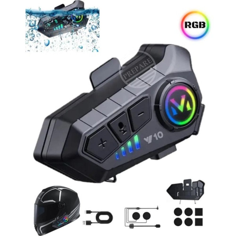 Prepare Kask Bluetooth Kulaklık Y-10P Bluetooth Motosiklet Kulaklık 5.3 Motosiklet Kulaklık - Siyah Motorsiklet Aksesuarları Fiyatı