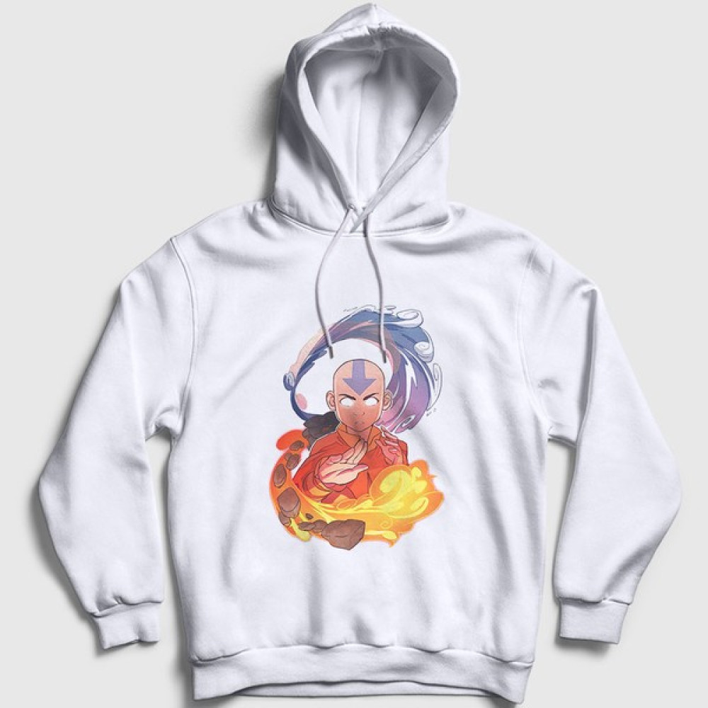 Presmono Beyaz Aang Anime Avatar The Last Airbender Kapüşonlu Sweatshirt Erkek Sweatshirt Fiyatı