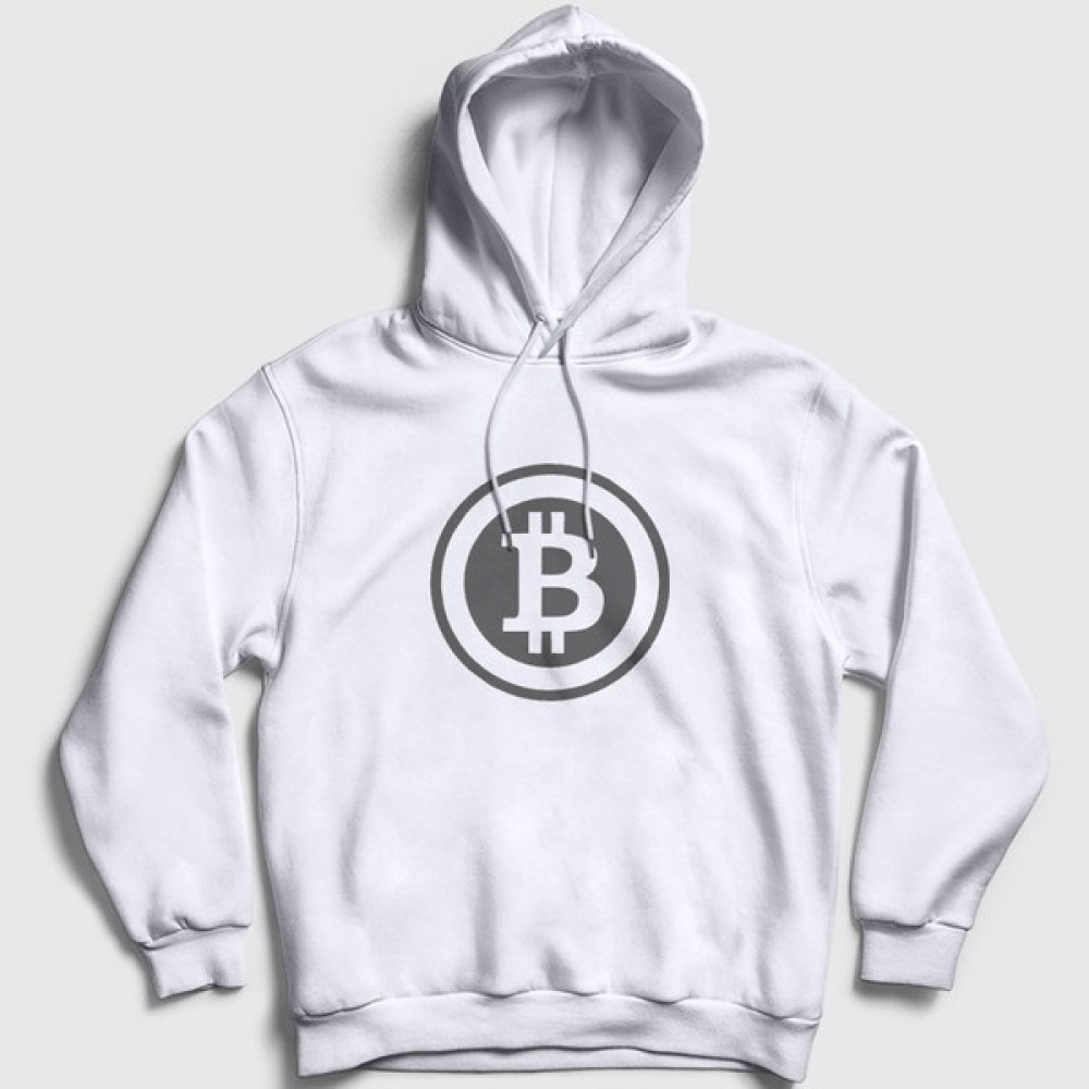 Presmono Beyaz Gray Logo Bitcoin Kapüşonlu Sweatshirt Erkek Sweatshirt Fiyatı