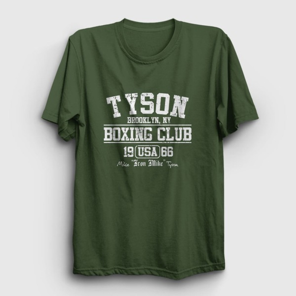Presmono Erkek Haki Boxing Club Mike Tyson T-Shirt Erkek T-shirt Fiyatı