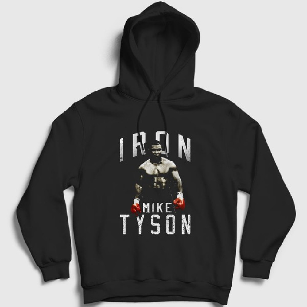 Presmono Erkek Siyah Iron Mike Tyson Kapüşonlu Sweatshirt Erkek Sweatshirt Fiyatı