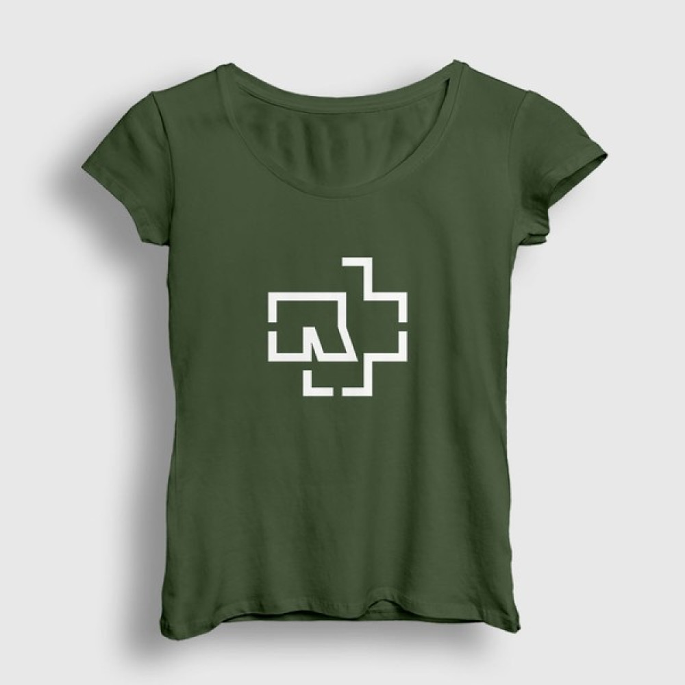 Presmono Kadın Haki Logo Rammstein T-Shirt Bayan T-shirt Fiyatı