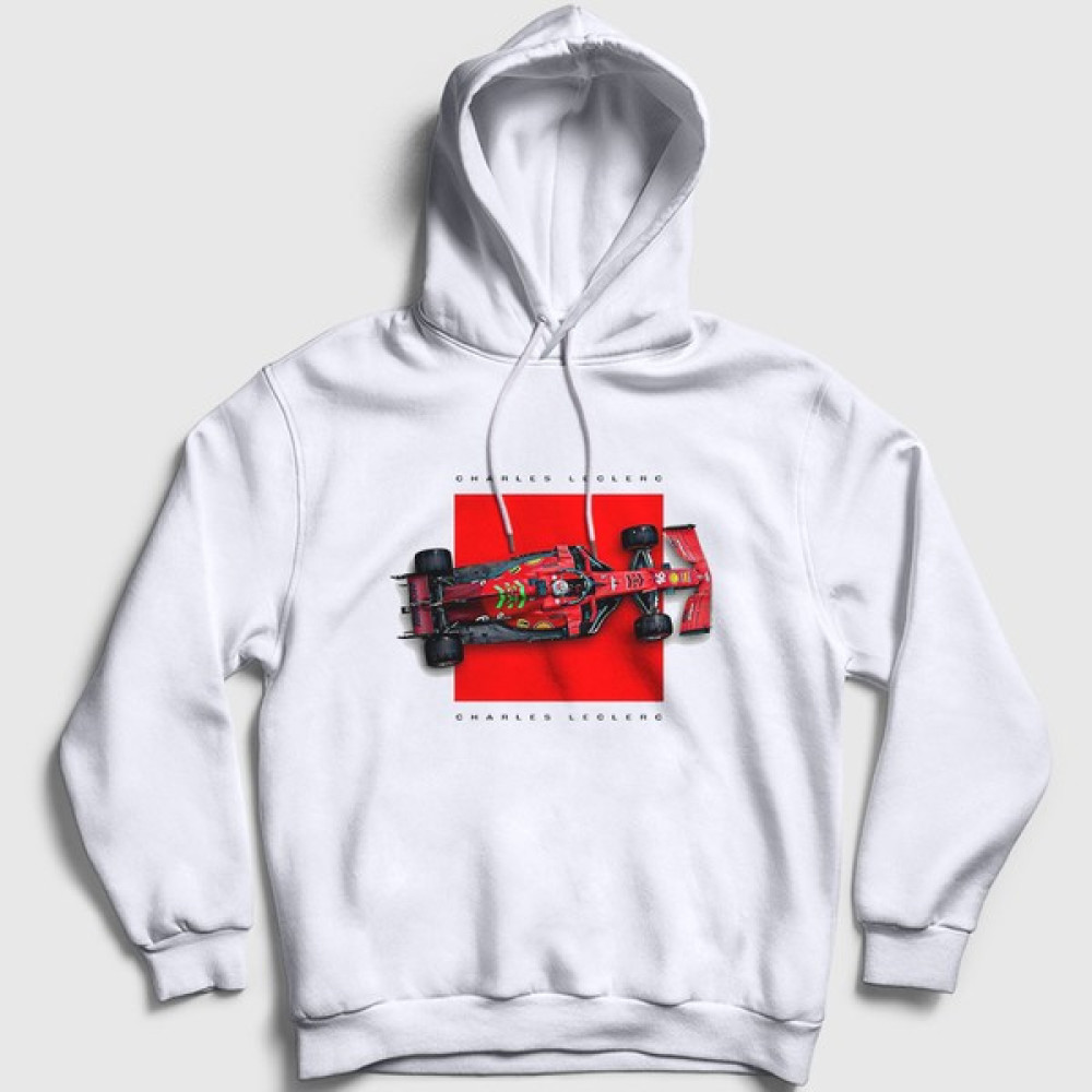 Presmono Unisex Beyaz Charles Leclerc Formula 1 F1 Kapüşonlu Sweatshirt Erkek Sweatshirt Fiyatı