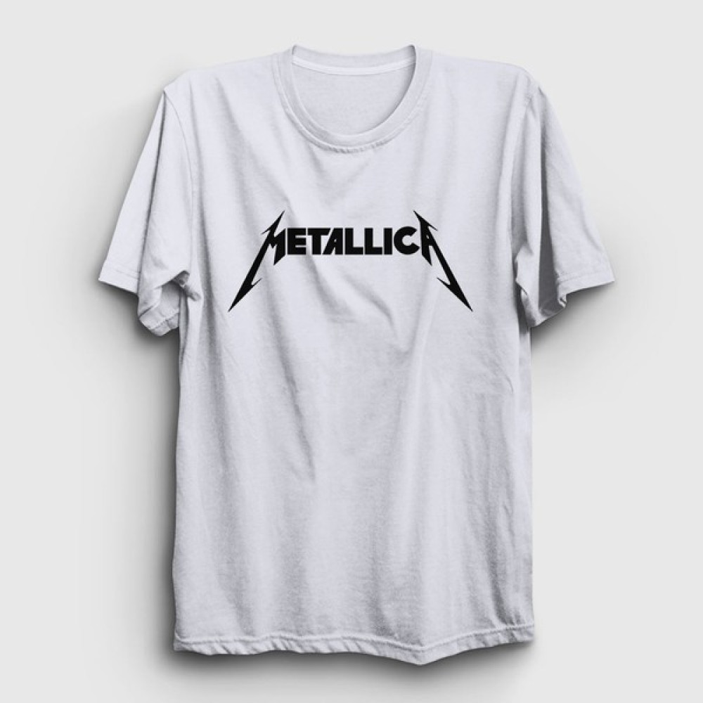 Presmono Unisex Beyaz Logo Metallica T-Shirt Erkek T-shirt Fiyatı