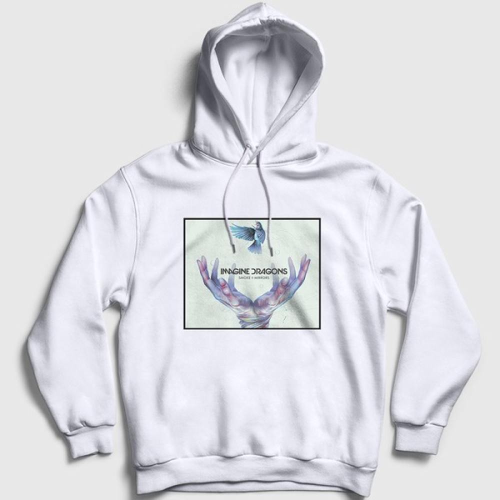 Presmono Unisex Beyaz Smoke Imagine Dragons Kapüşonlu Sweatshirt Erkek Sweatshirt Fiyatı