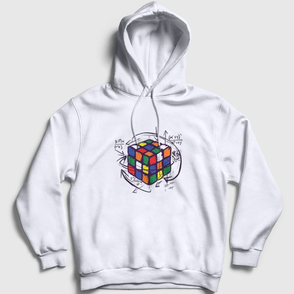 Presmono Unisex Beyaz Solving Rubiks Cube Rubik Kupu Kapüşonlu Sweatshirt Erkek Sweatshirt Fiyatı