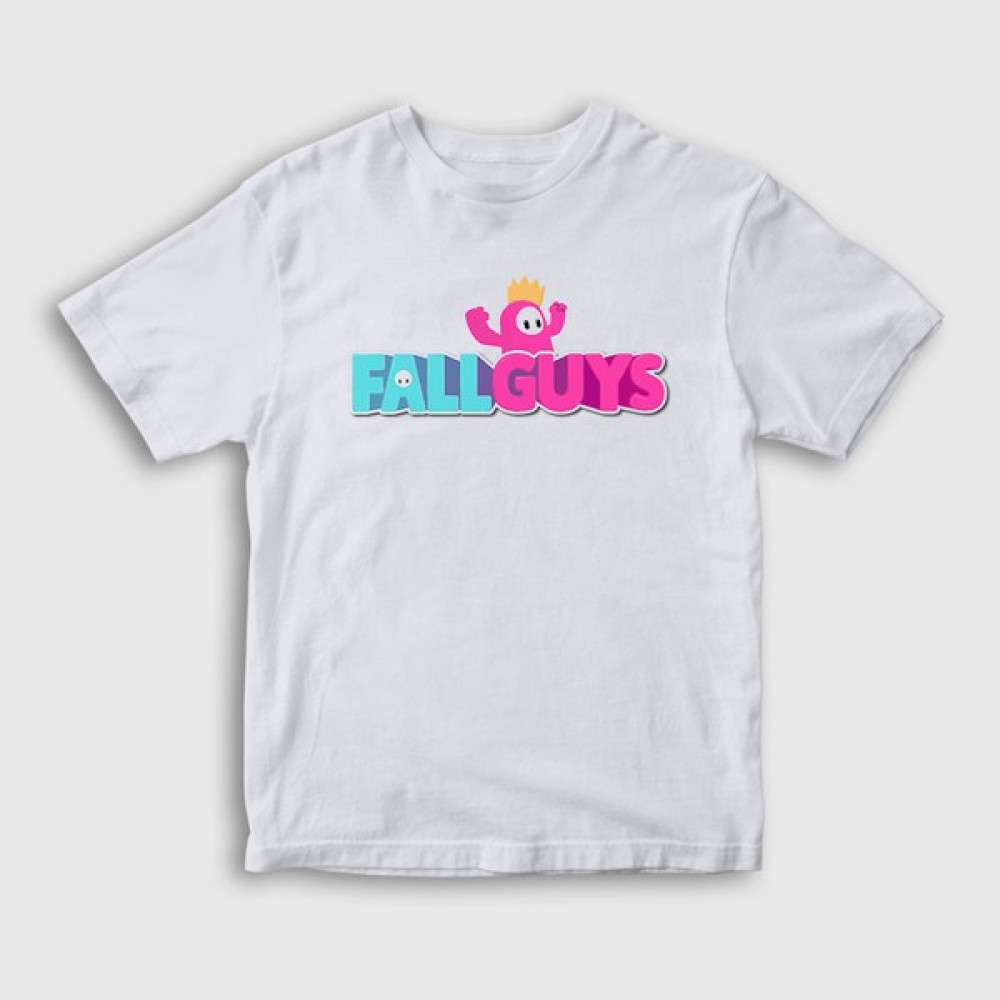 Presmono Unisex Çocuk Beyaz Logo V2 Oyun Fall Guys T-Shirt Erkek Çocuk T-shirt Fiyatı