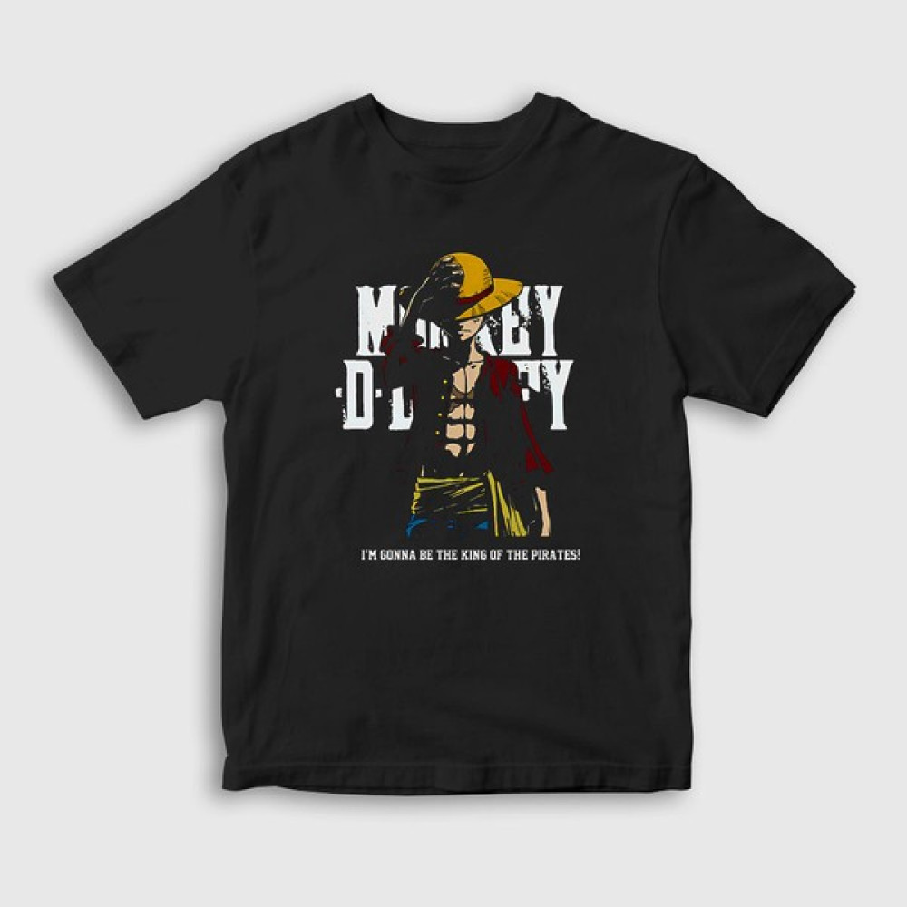 Presmono Unisex Çocuk Siyah King Luffy Anime One Piece T-Shirt Erkek T-shirt Fiyatı