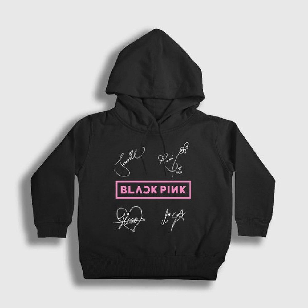 Presmono Unisex Çocuk Siyah Signs Blackpink Kapüşonlu Sweatshirt Erkek Çocuk Sweatshirt Fiyatı