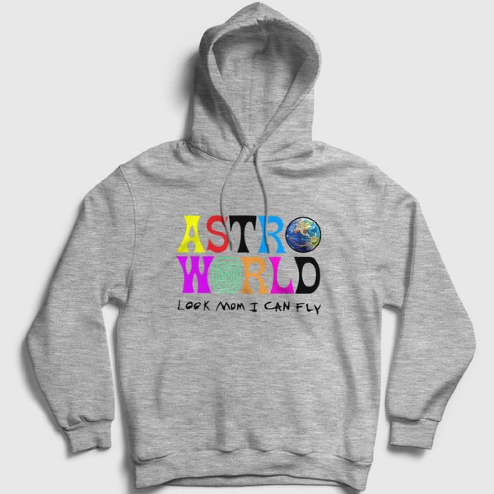 Presmono Unisex Gri Astroworld V3 Travis Scott Kapüşonlu Sweatshirt Erkek Sweatshirt Fiyatı