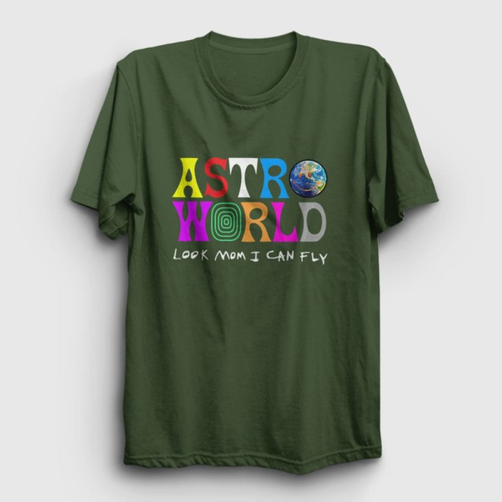 Presmono Unisex Haki Astroworld V3 Travis Scott T-Shirt Erkek T-shirt Fiyatı