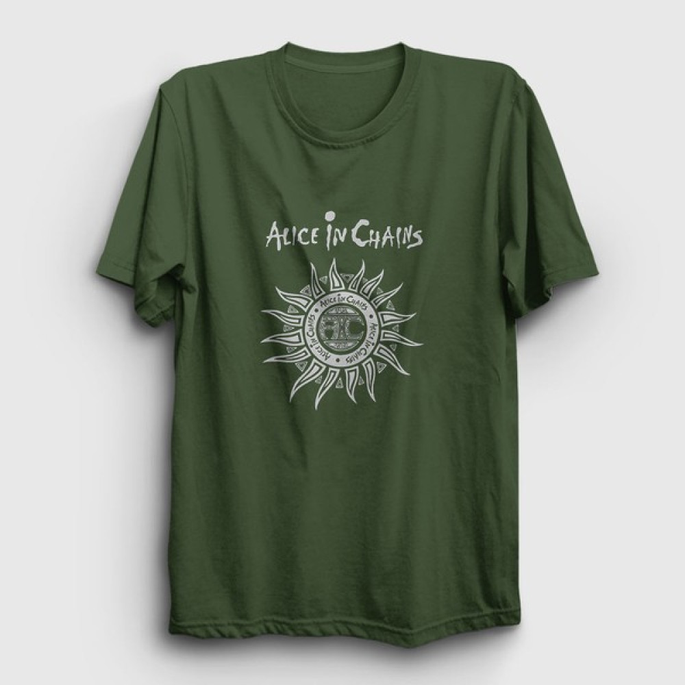 Presmono Unisex Haki Gray Alice In Chains T-Shirt Erkek T-shirt Fiyatı