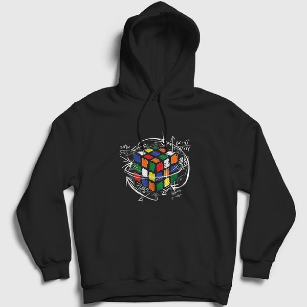 Presmono Unisex Siyah Solving Rubiks Cube Rubik Kupu Kapüşonlu Sweatshirt Erkek Sweatshirt Fiyatı