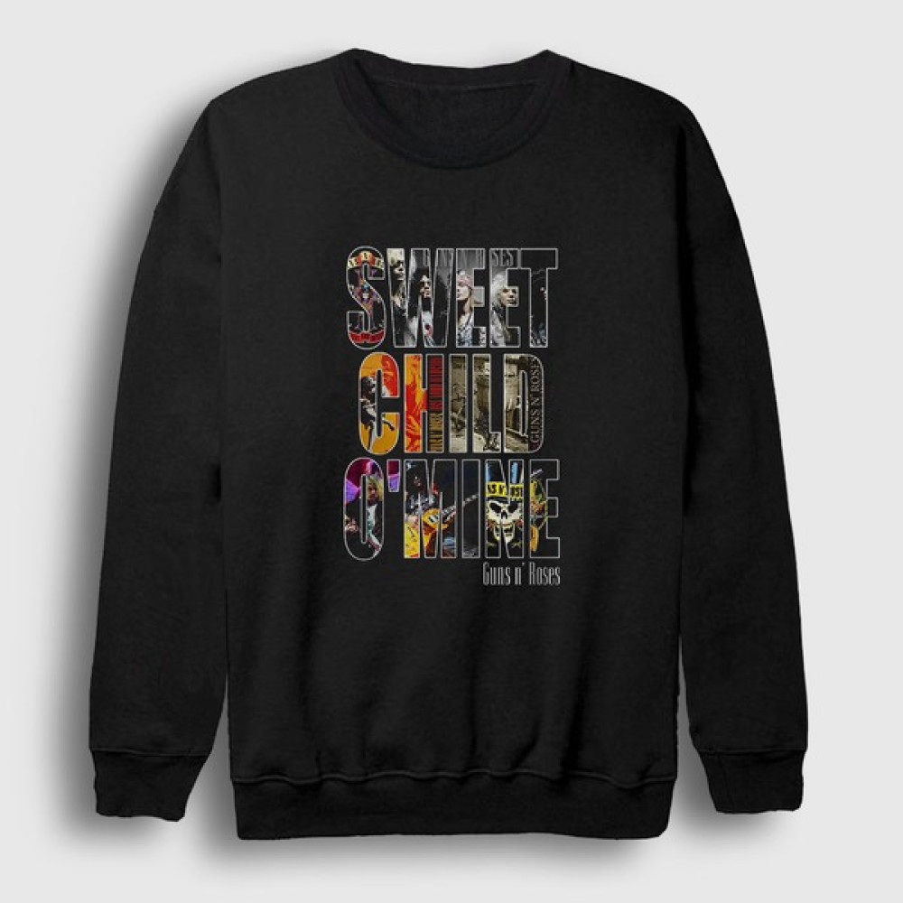 Presmono Unisex Siyah Sweet Child Guns N' Roses Sweatshirt Erkek Sweatshirt Fiyatı
