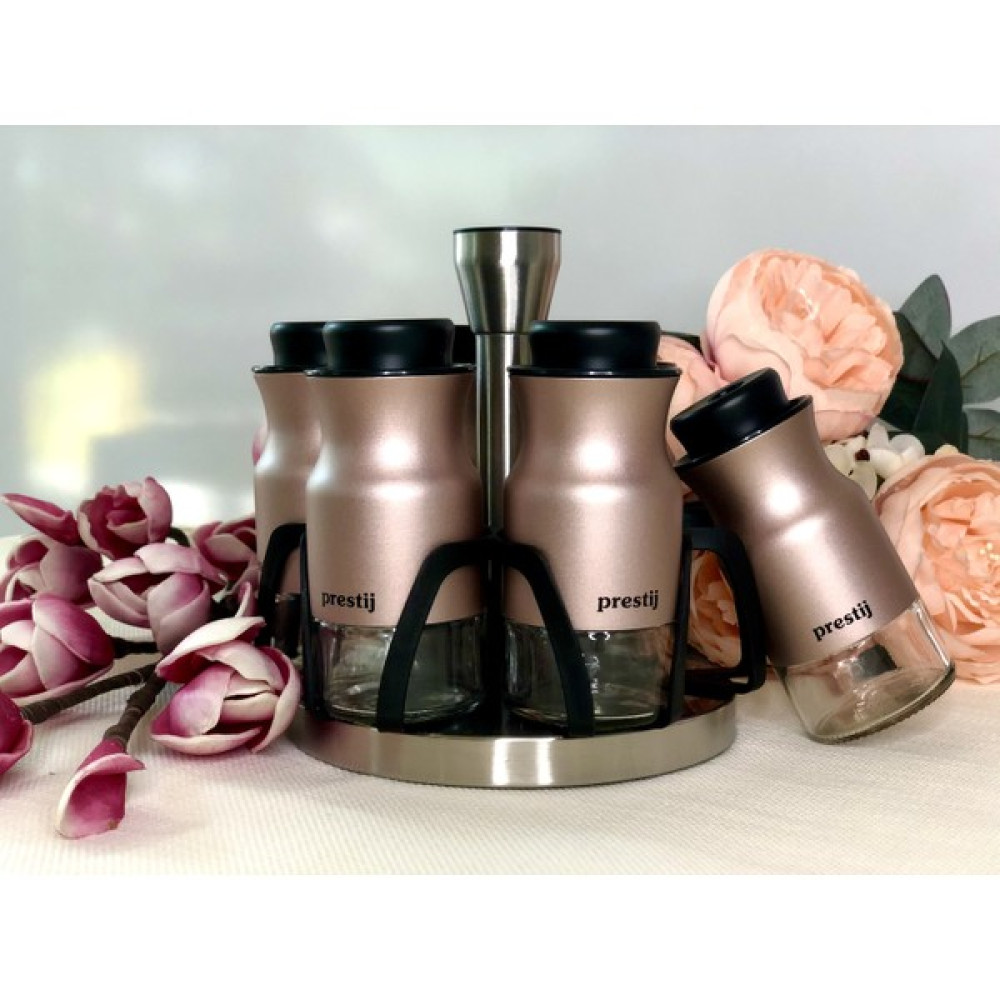Prestij Rose Döner Standlı 6'lı Cam Baharatlık Seti Baharat Setleri & Baharatlıklar Fiyatı