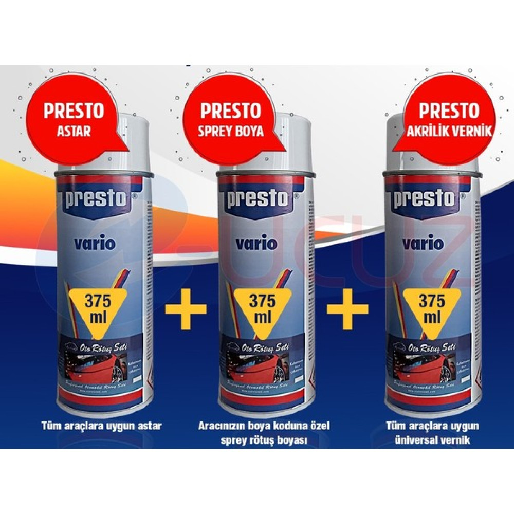 Presto Fiat Kod: 454B Presto Sprey Full Boya Seti (Boya + Vernik + Plastik Astar) Oto Boyaları Fiyatı