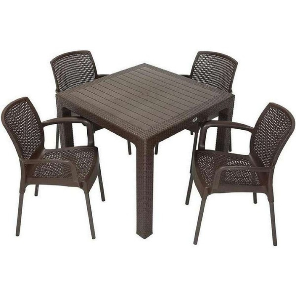 Pretty Homes Elit Rattan 90X90 Defne Sandalye Masa Takımı Bahçe Mobilyası Takımı Fiyatı