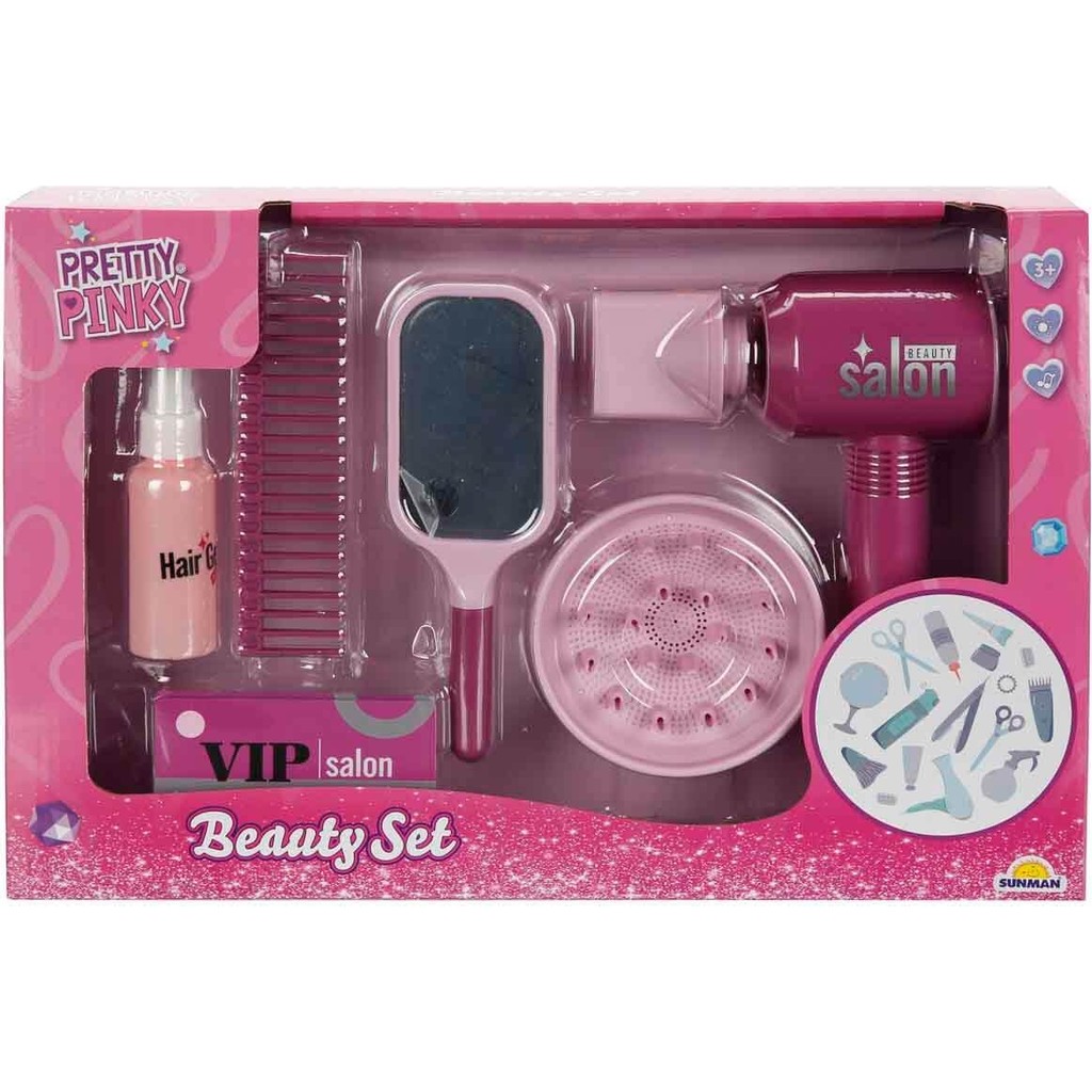 Pretty Pinky Sesli ve Işıklı Saç Tasarımı Güzellik Seti - Saç Kurutma Makineli Set Diğer Fiyatı
