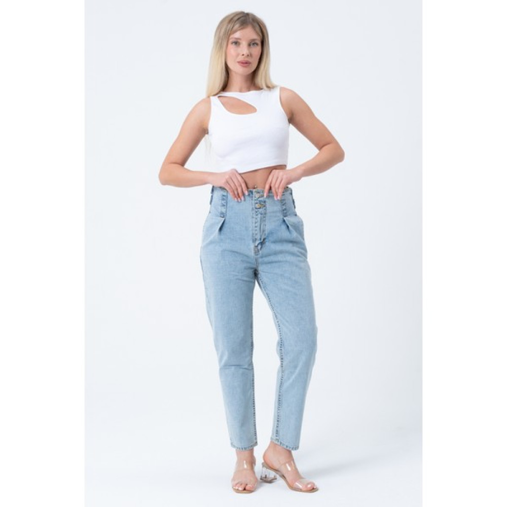 Pretty Room Kadın Mom Mavi Yüksek Bel Boyfriend Jean Bayan Jeans / Kot Pantolon Fiyatı