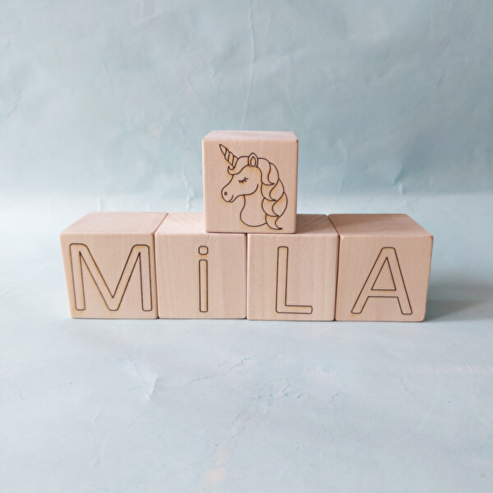 Pretty Wood Ahşap Isim Küpü 'mila' ve Unicorn Küp (5 Adet Küp) Bebek Oyuncakları Fiyatı