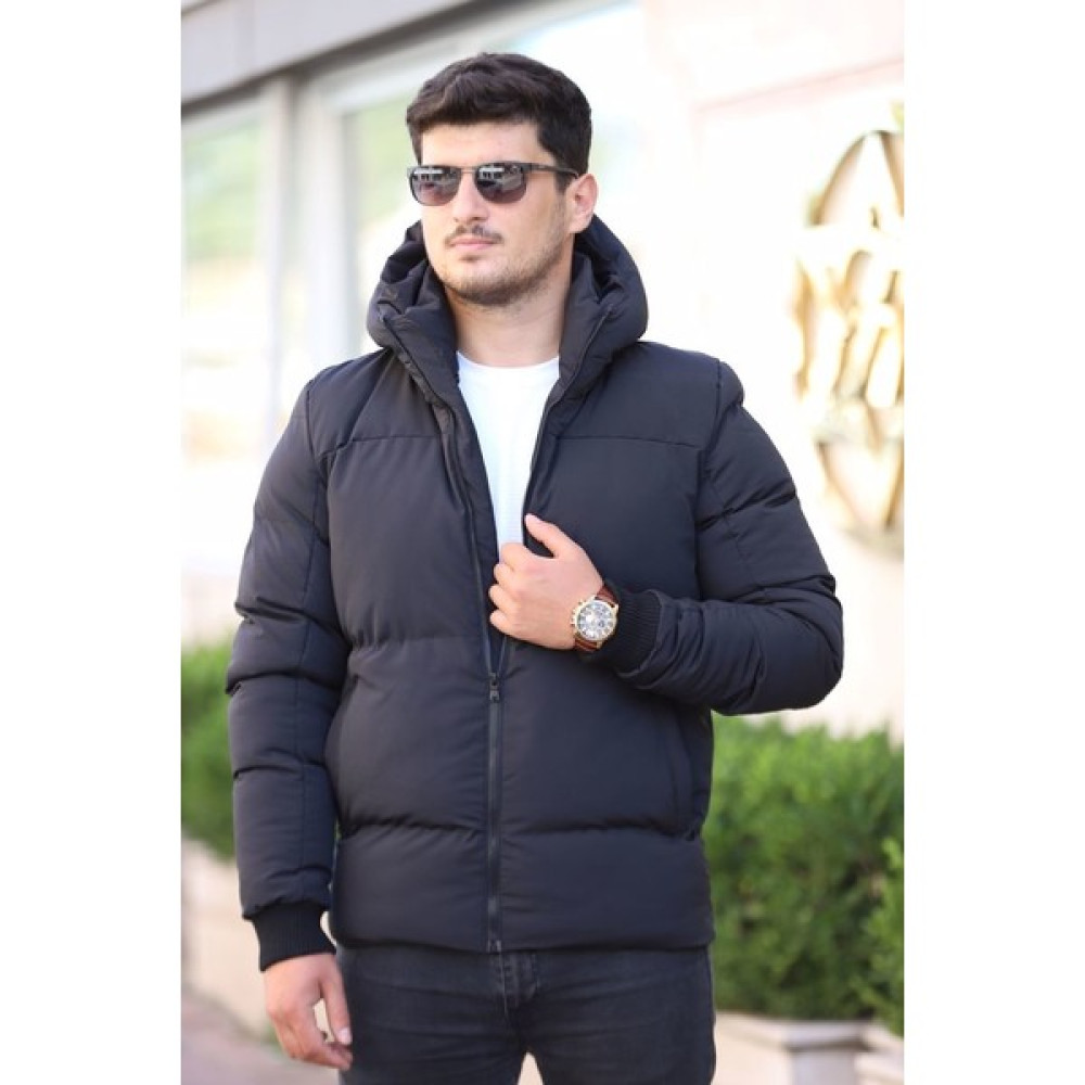 Prifaldi Erkek Siyah Kapüşonlu Şişme Mont Erkek Mont Fiyatı