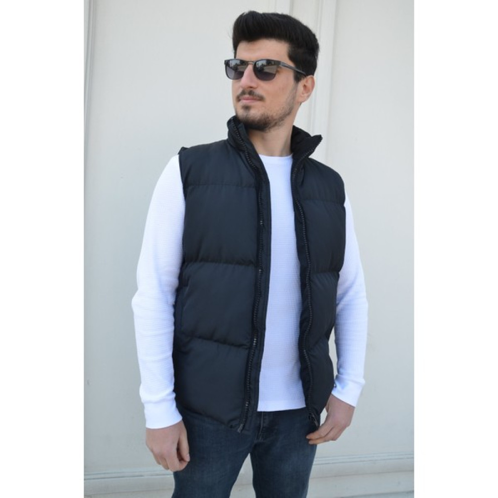 Prifaldi Erkek Siyah Slim Fit Şişme Mevsimlik Yelek Erkek Yelek Fiyatı