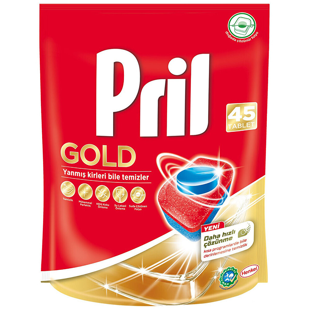 Pril Bulaşık Makinesi Deterjanı Gold 45 Tablet Bulaşık Yıkama Fiyatı