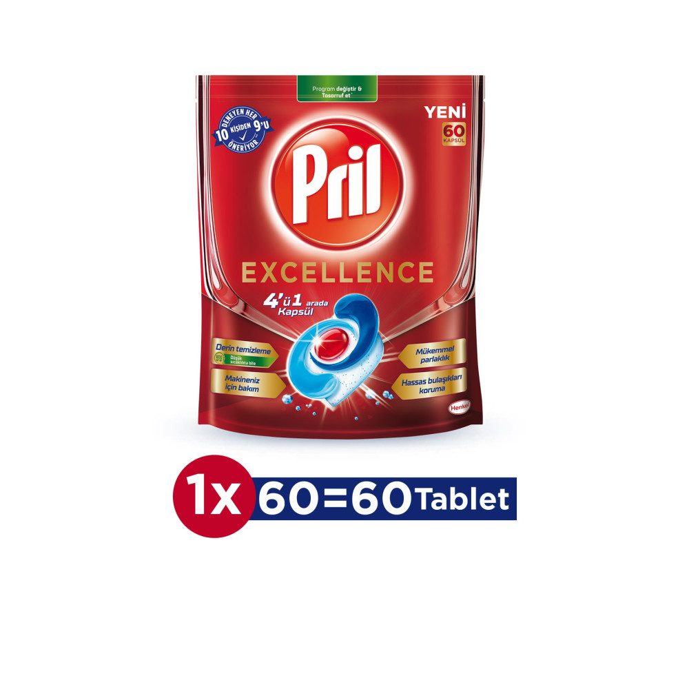 Pril Excellence 4 Ü 1 Arada 60 Kapsül Bulaşık Yıkama Fiyatı