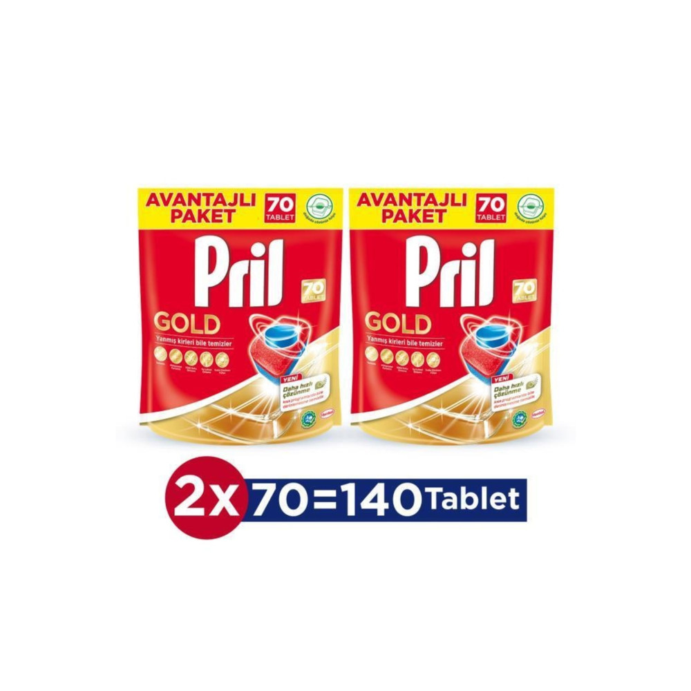 Pril Gold 140 Yıkama Bulaşık Makinesi Deterjanı Tableti (2 X 70Lİ PAKET) Bulaşık Yıkama Fiyatı
