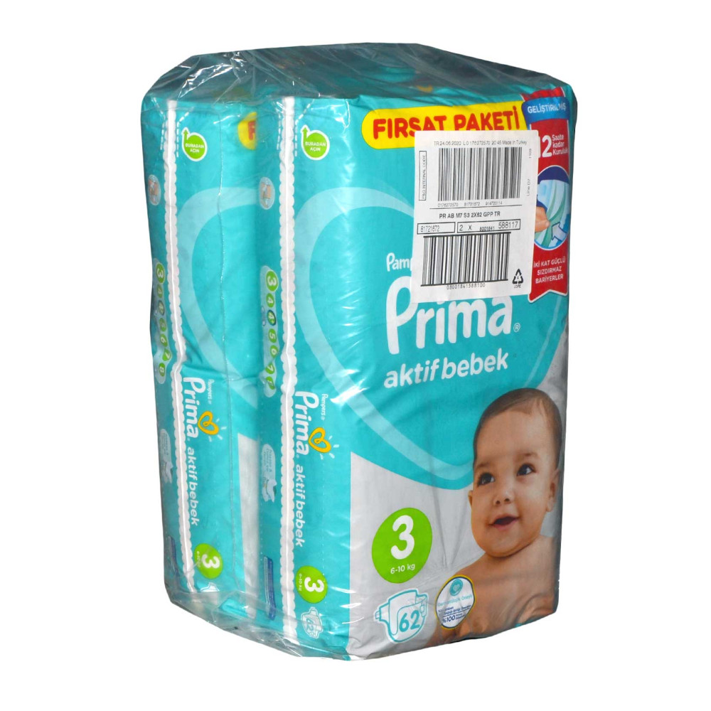 Prima Aktif Bebek Bezi Fırsat Paketi No:3 62'li Mini