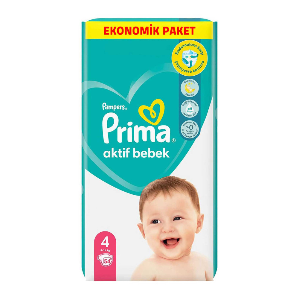 Prima Aktif Bebek Bezi Fırsat Paketi No:4 54'lü Maxi
