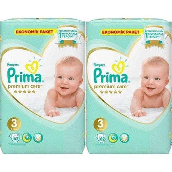 Prima Bebek Bezi 3 Beden-numara Midi 6-10 Kg 62 Li 2 Paket 124 Adet Bebek Bezi Fiyatı