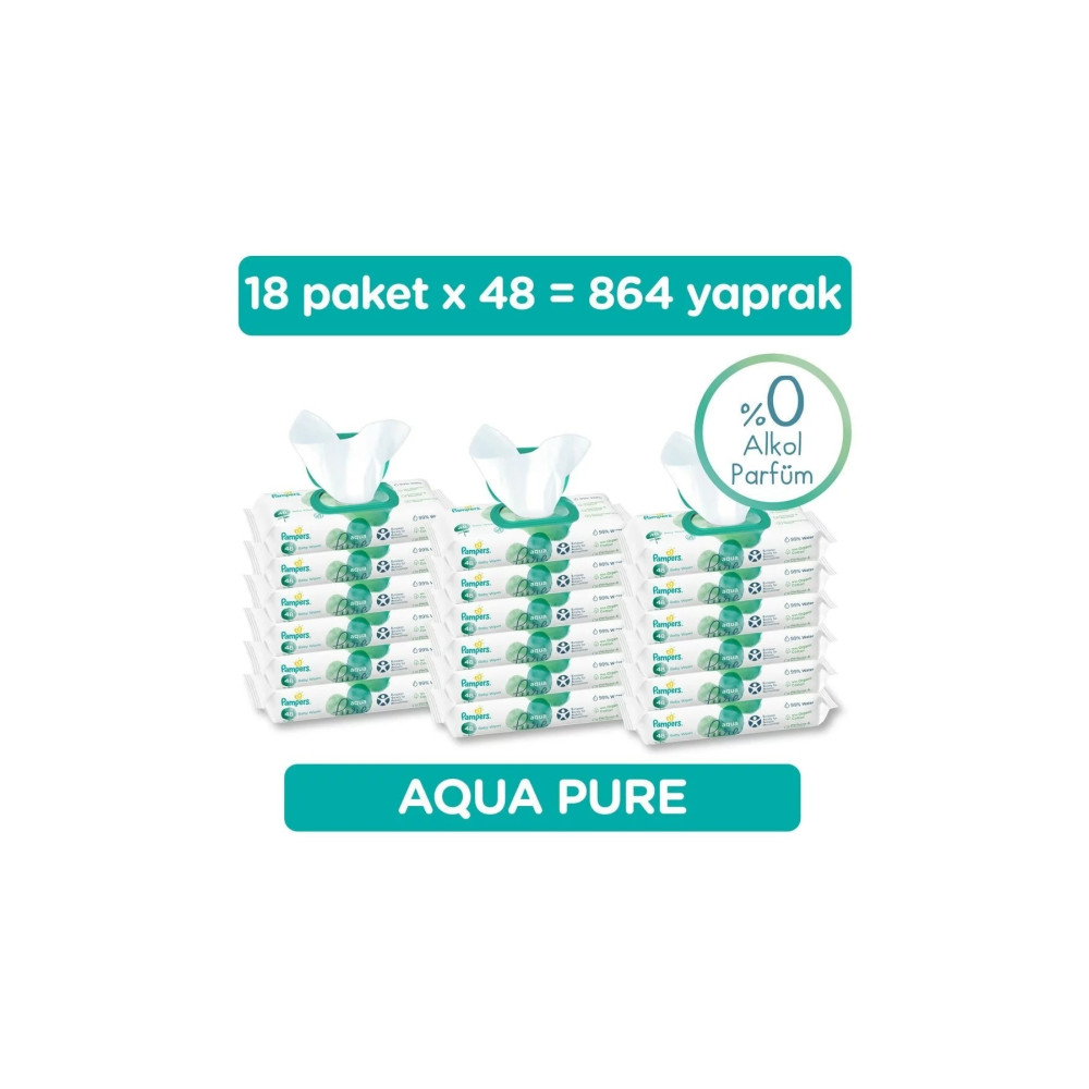 Prima Pampers Aqua Pure Islak Havlu 18 Paket 864 Yaprak Bebek Mendil-Islak Mendil Fiyatı