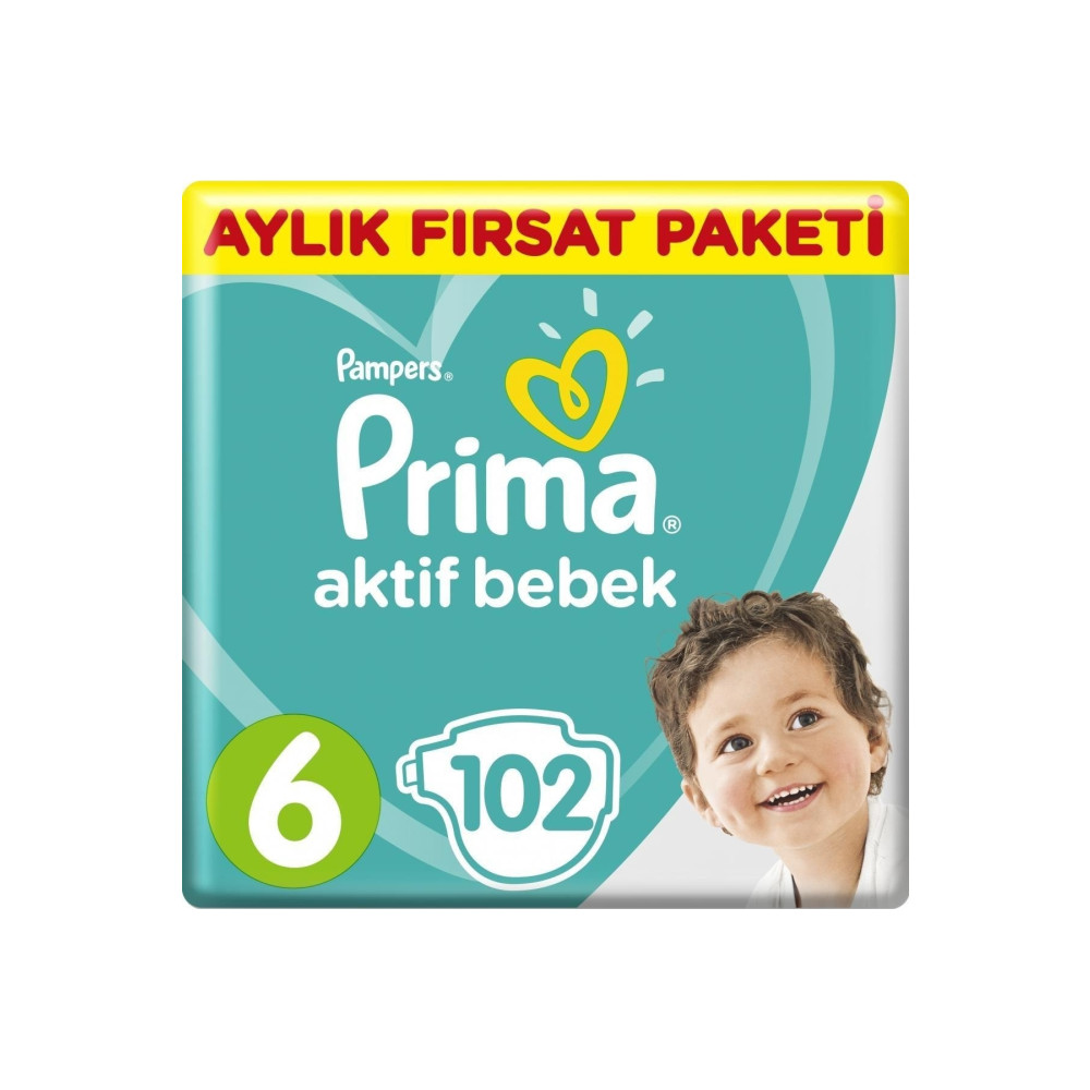 Prima Pampers Bebek Bezi Aktif Bebek Aylık Ekstra Large 6 Beden 102 Li Bebek Bezi Fiyatı