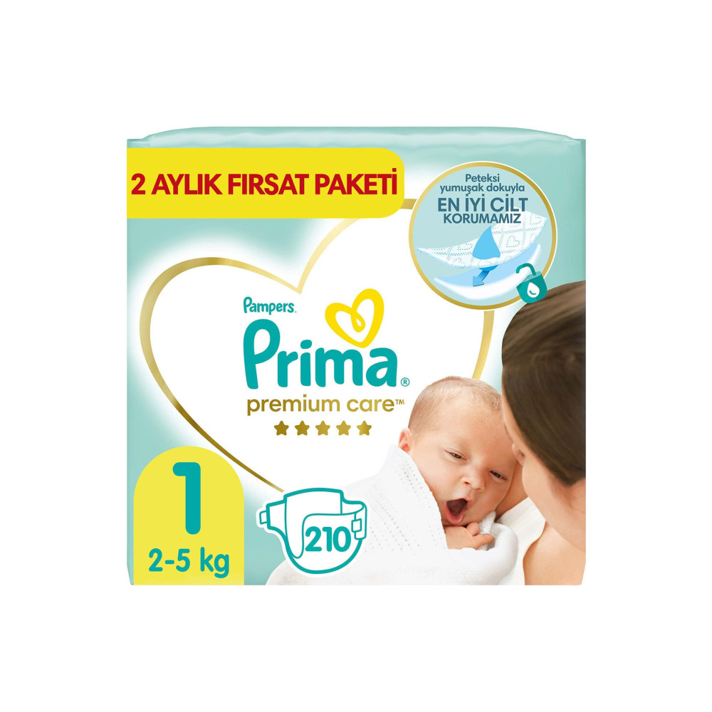 Prima Premium Care 1 Beden Aylık Fırsat Paket 210’lu Bebek Bezi Fiyatı