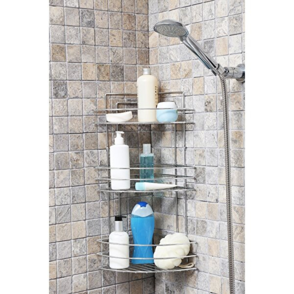 Primanova Alüminyum Raflı Yaylı Banyo Köşe Rafı Üç Raflı N40 Banyo Rafı Fiyatı