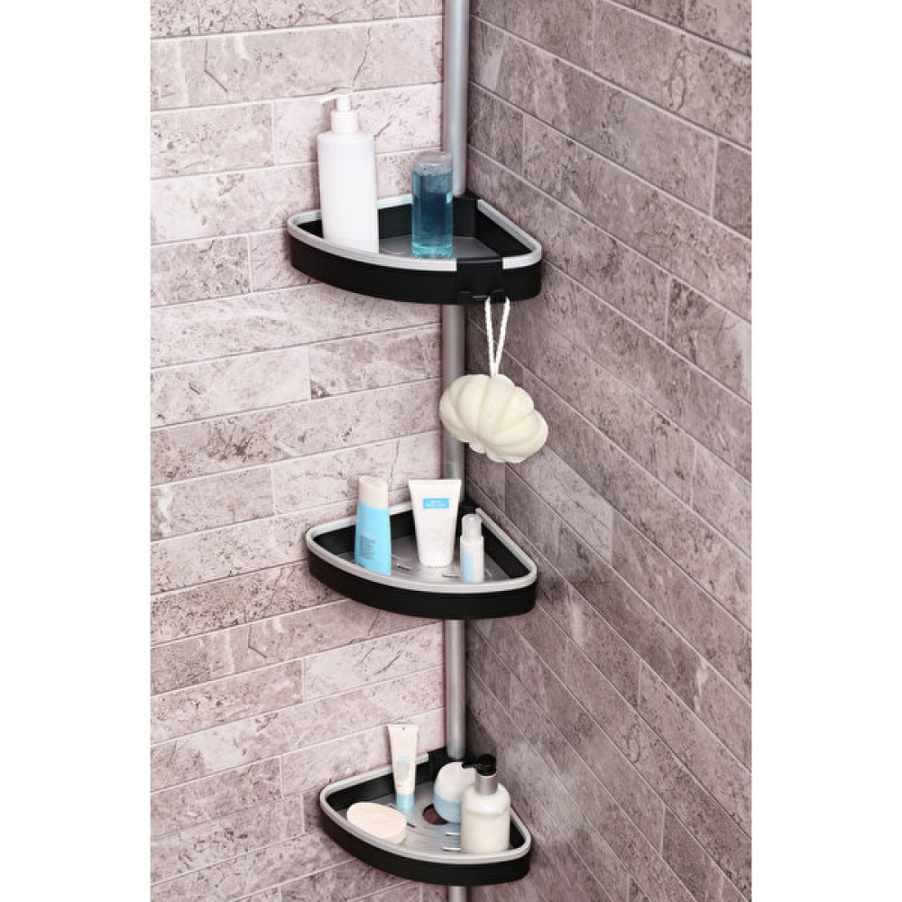 Primanova N38 Venta Yaylı Montaj Banyo Köşe Rafı Siyah Banyo Rafı Fiyatı