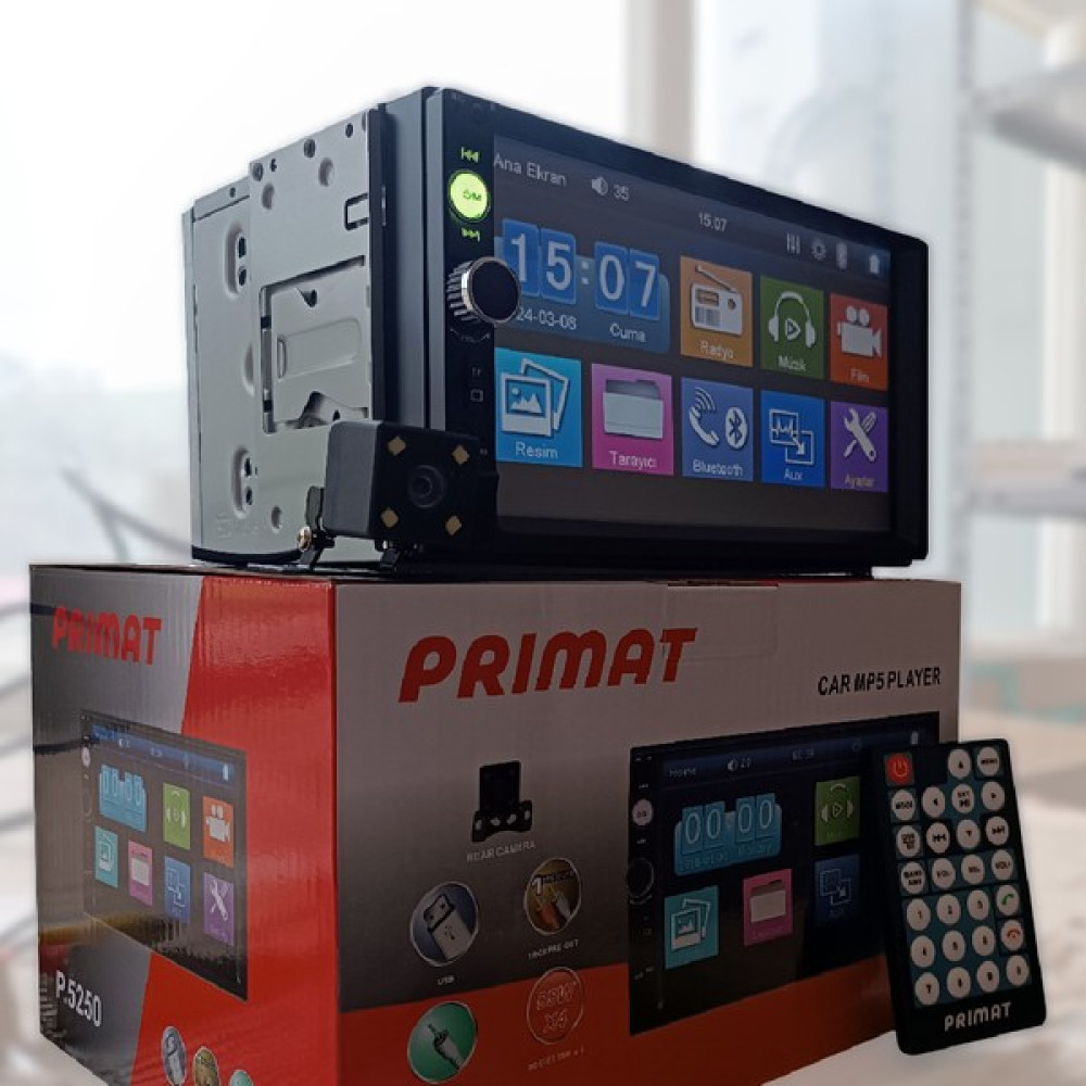 Primat Türkçe Menü Double Teyp 7inç Bluetooth USB Sd + Işıklı Kameralı Oto Teypleri Fiyatı
