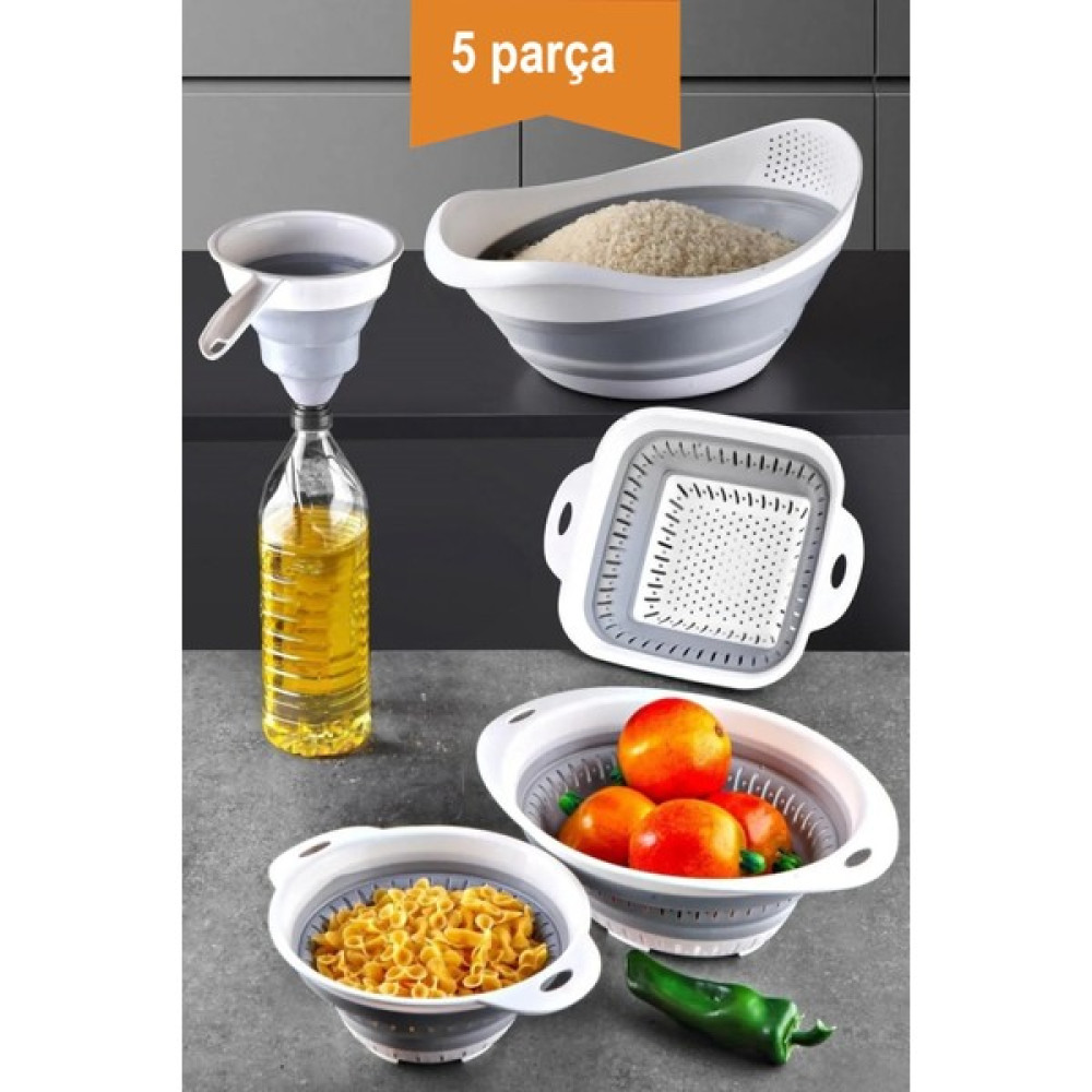 Prime Home 5'lı Set Akordiyon Katlanır Süzgeç Seti - Katlanır Çeyiz Seti AK696 695 697 726 701 Saklama Kapları Fiyatı
