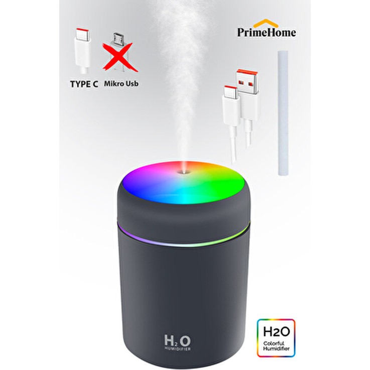 Prime Home H2O Antrasit Renkli Aroma Difüzörü ve Hava Nemlendirici 300 ml Type C Girişli Kompakt Tasarım - Gri Bilgisayar Çevirici ve Adaptörü Fiyatı
