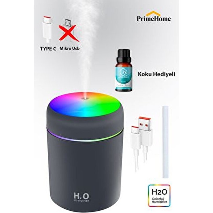 Prime Home H2O Ultrasonik Hava Nemlendirici 300 ml Antrasit Renkli Koku Özellikli - Gri Diğer Fiyatı
