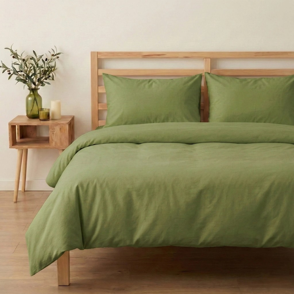 Prime Sleeks %100 Pamuk Çift Kişilik Nevresim Takımı 200 x 220 cm , Lastikli Çarşaflı Set, Zeytin Yeşili - 200 x 220 cm Nevresim Takımı Fiyatı