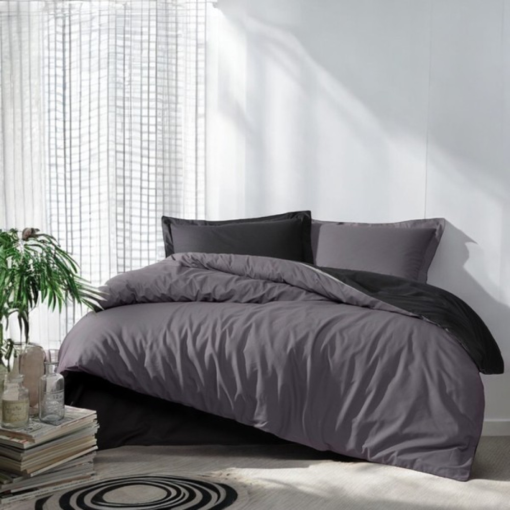 Prime Sleeks %100 Pamuk Çift Kişilik Nevresim Takımı 200X220CM, Lastikli Çarşaf, Colormix Pamuklu Yatak Örtüsü - Antrasit - Siyah - 200 x 220 cm Nevresim Takımı Fiyatı