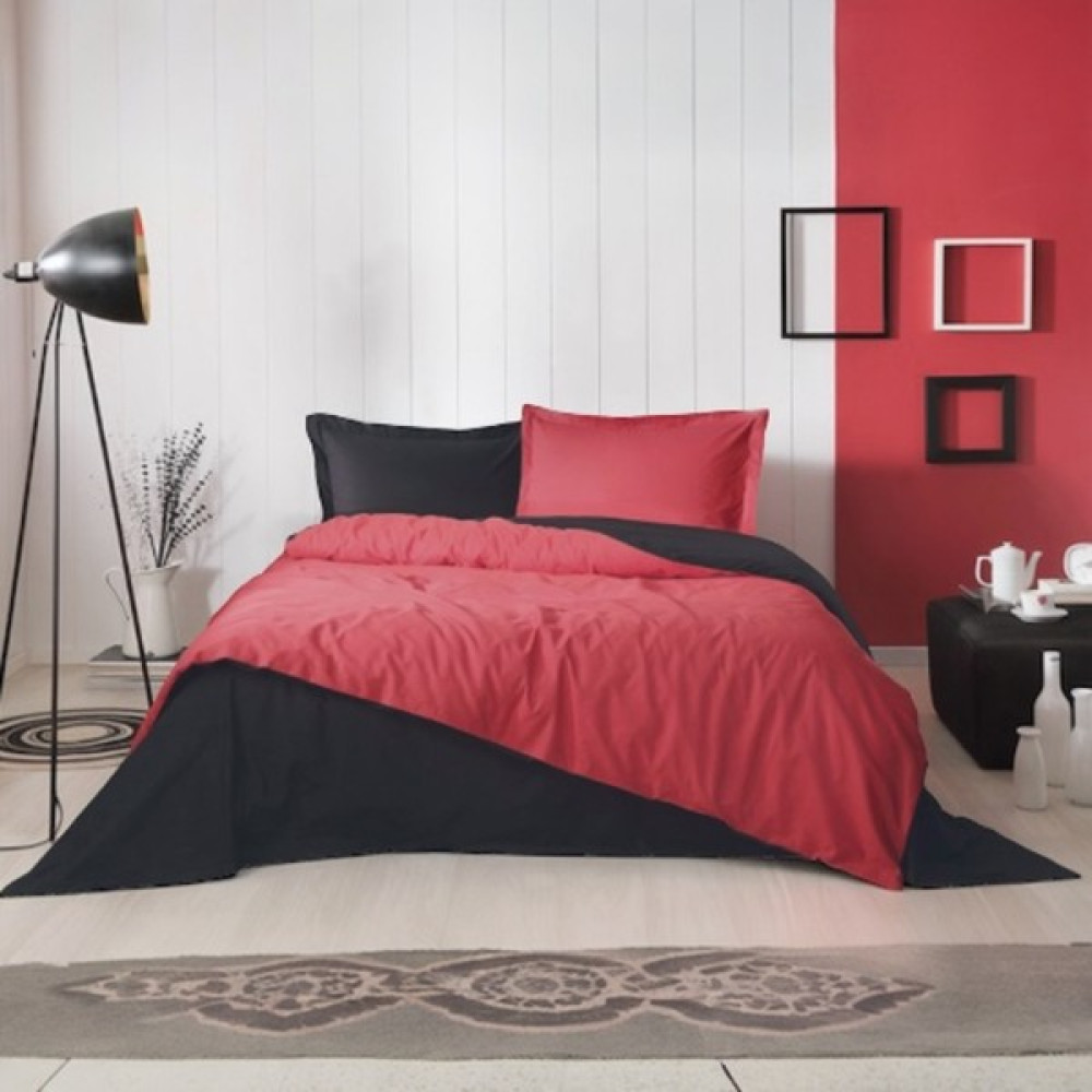 Prime Sleeks %100 Pamuk Çift Kişilik Nevresim Takımı 200X220CM, Lastikli Çarşaf, Colormix Pamuklu Yatak Örtüsü - Kırmızı - Siyah - 200 x 220 cm Nevresim Takımı Fiyatı
