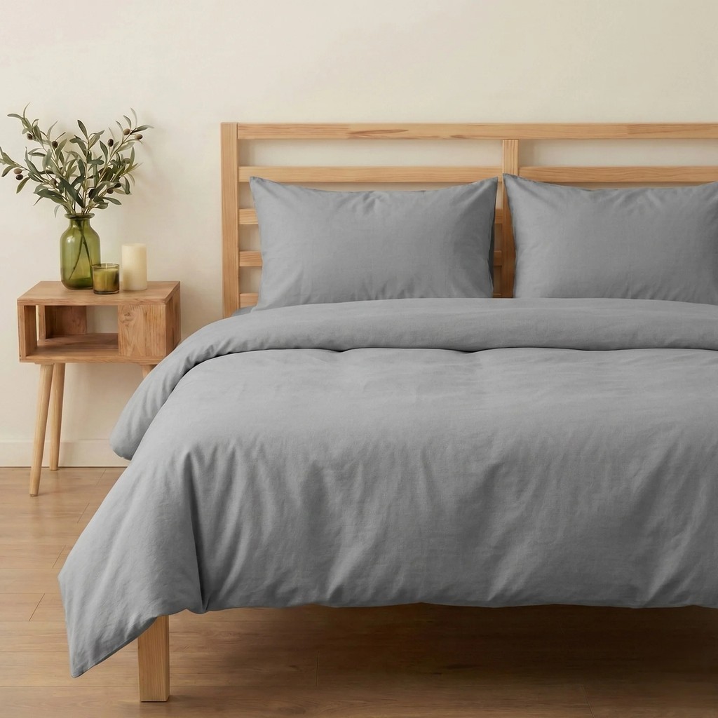 Prime Sleeks Çift Kişilik %100 Pamuk Nevresim Takımı 200 x 220 cm, Lastikli Çarşaflı Set, Gri - 200 x 220 cm Nevresim Takımı Fiyatı